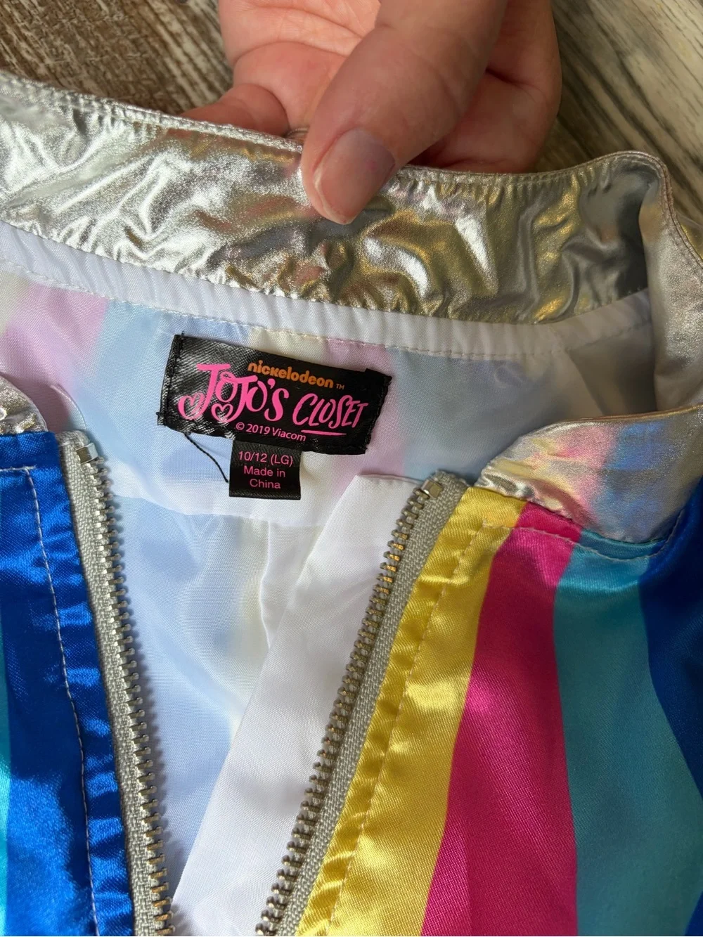 Colorblock Metallic Sleeve Windbreaker Jacket - Bright Multi